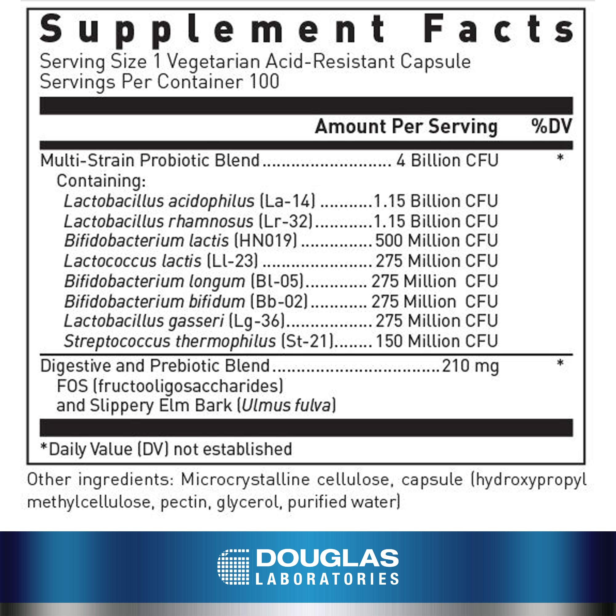 Douglas Laboratories Multi-Probiotic 4 Billion CFUs Capsules side view