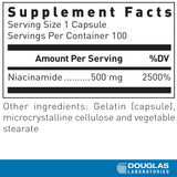 Douglas Laboratories Niacinamide Capsules 500mg back view