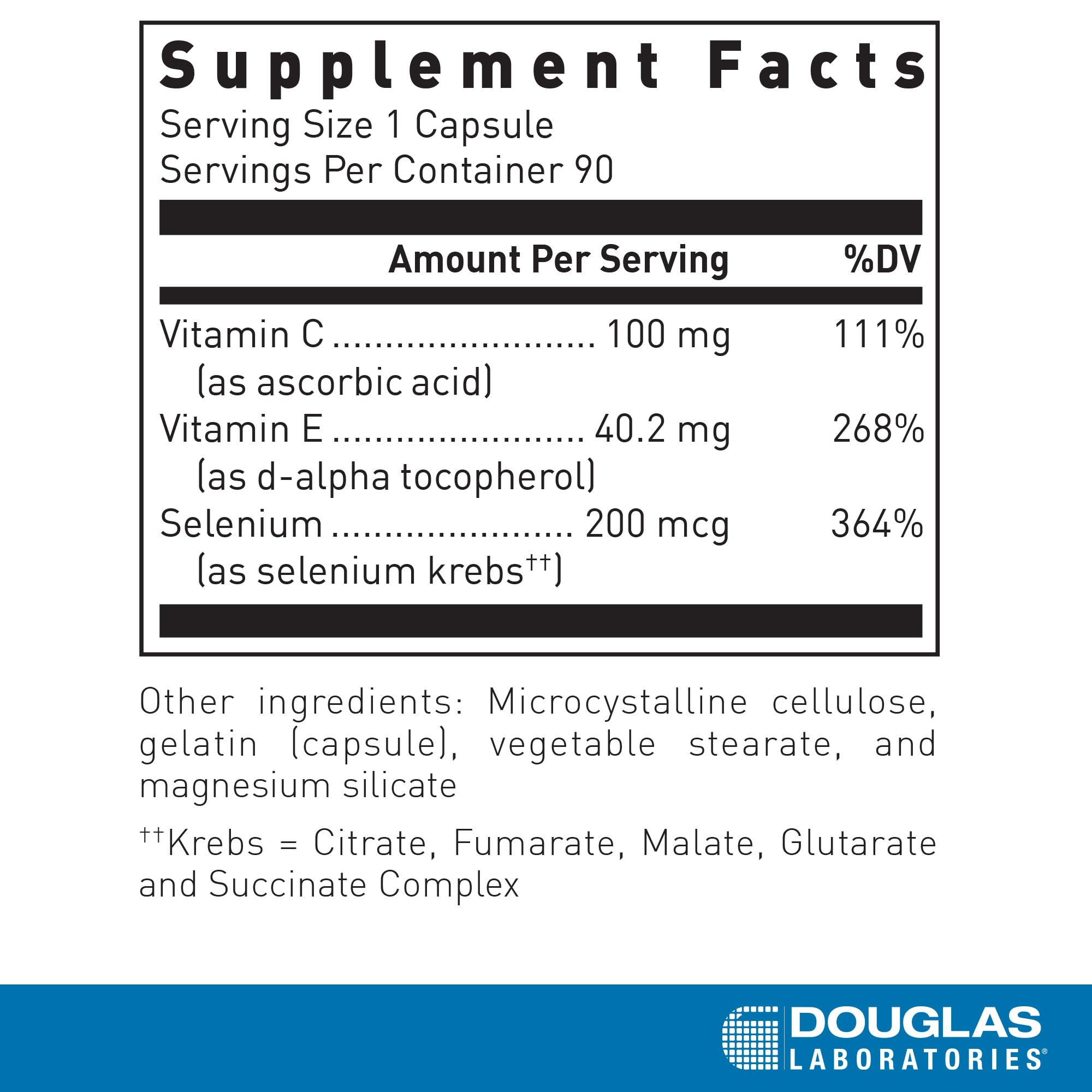 Douglas Laboratories Selenium Supplement 200mcg 60 Capsules side view