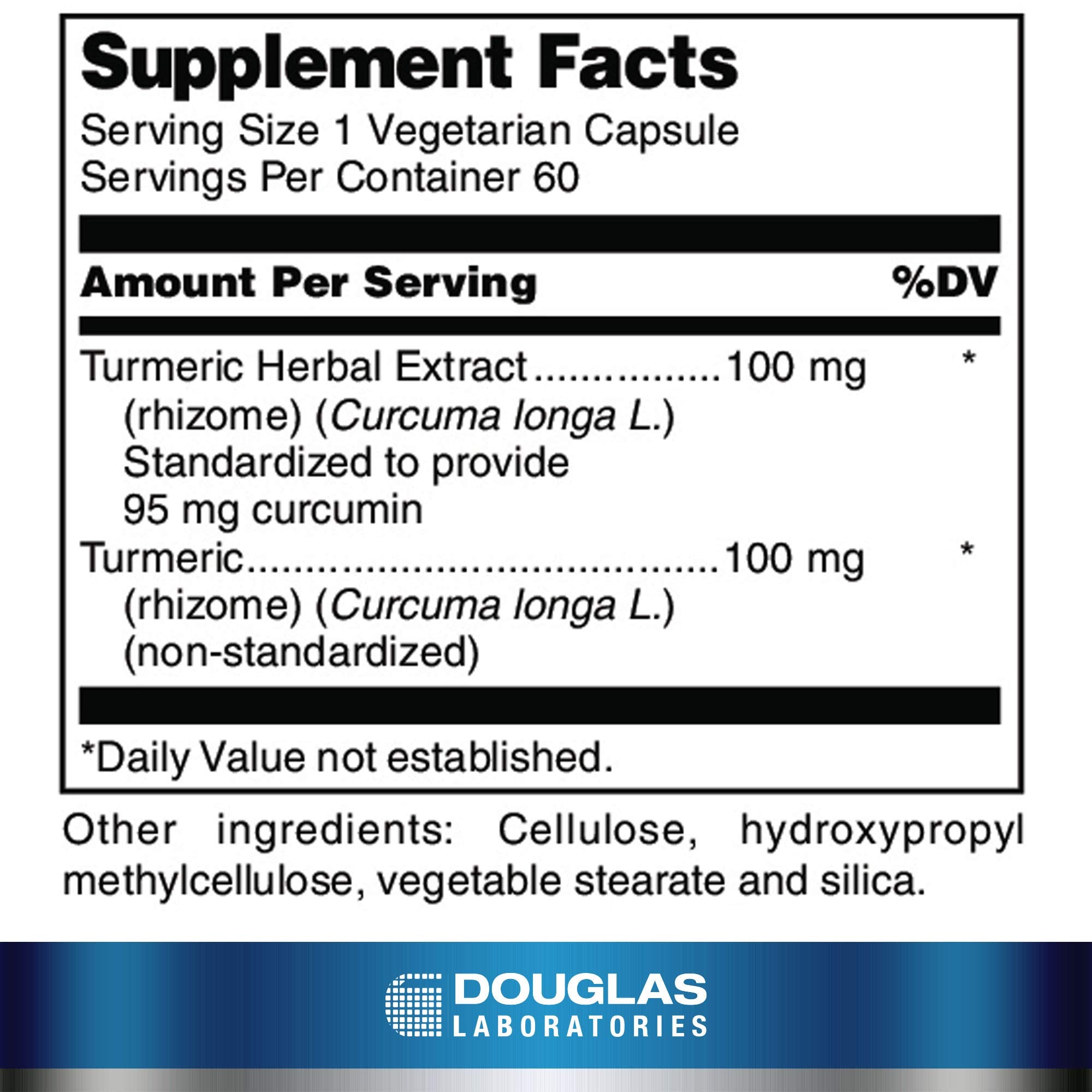 Douglas Laboratories Turmeric Herbal Supplement 200mg back view