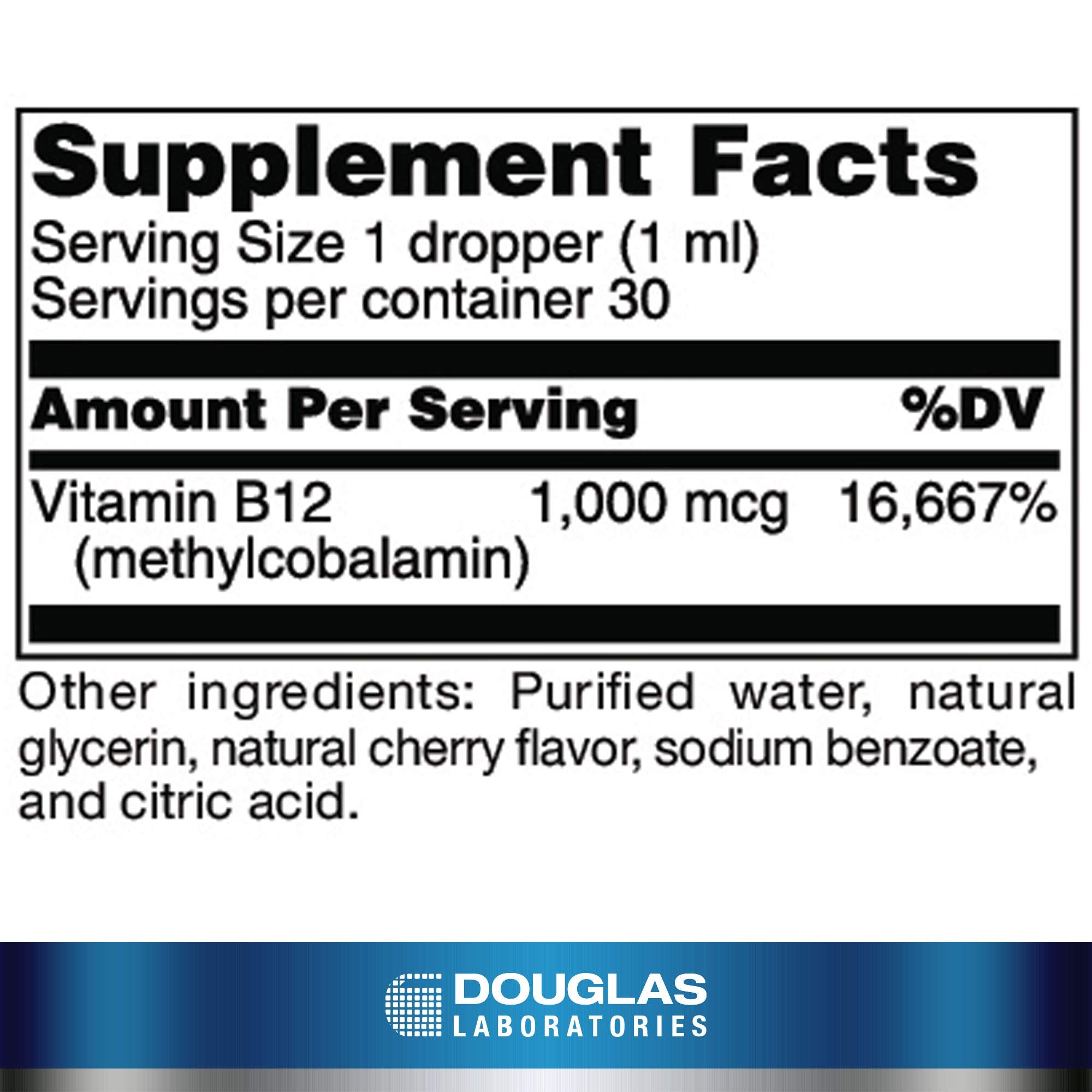 Douglas Laboratories Vitamin B12 Liquid Supplement side view