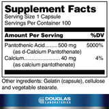 Douglas Laboratories Vitamin B5 Pantothenic Acid 500mg capsule side view