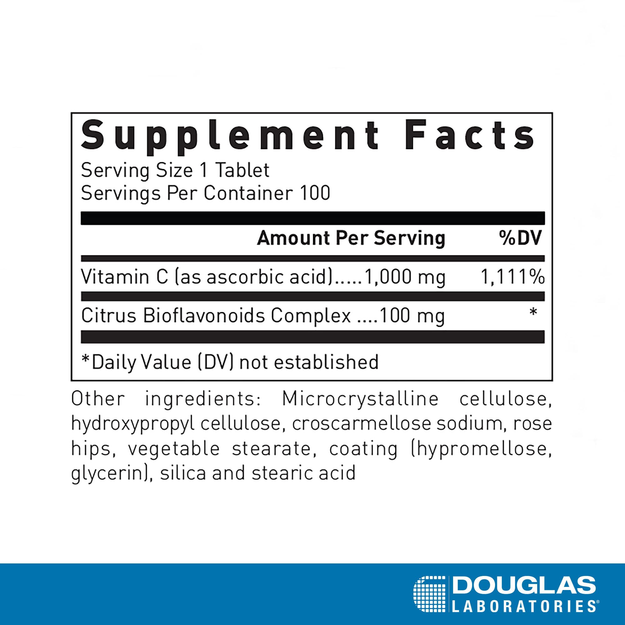 Douglas Laboratories Vitamin C 1000mg tablet back view