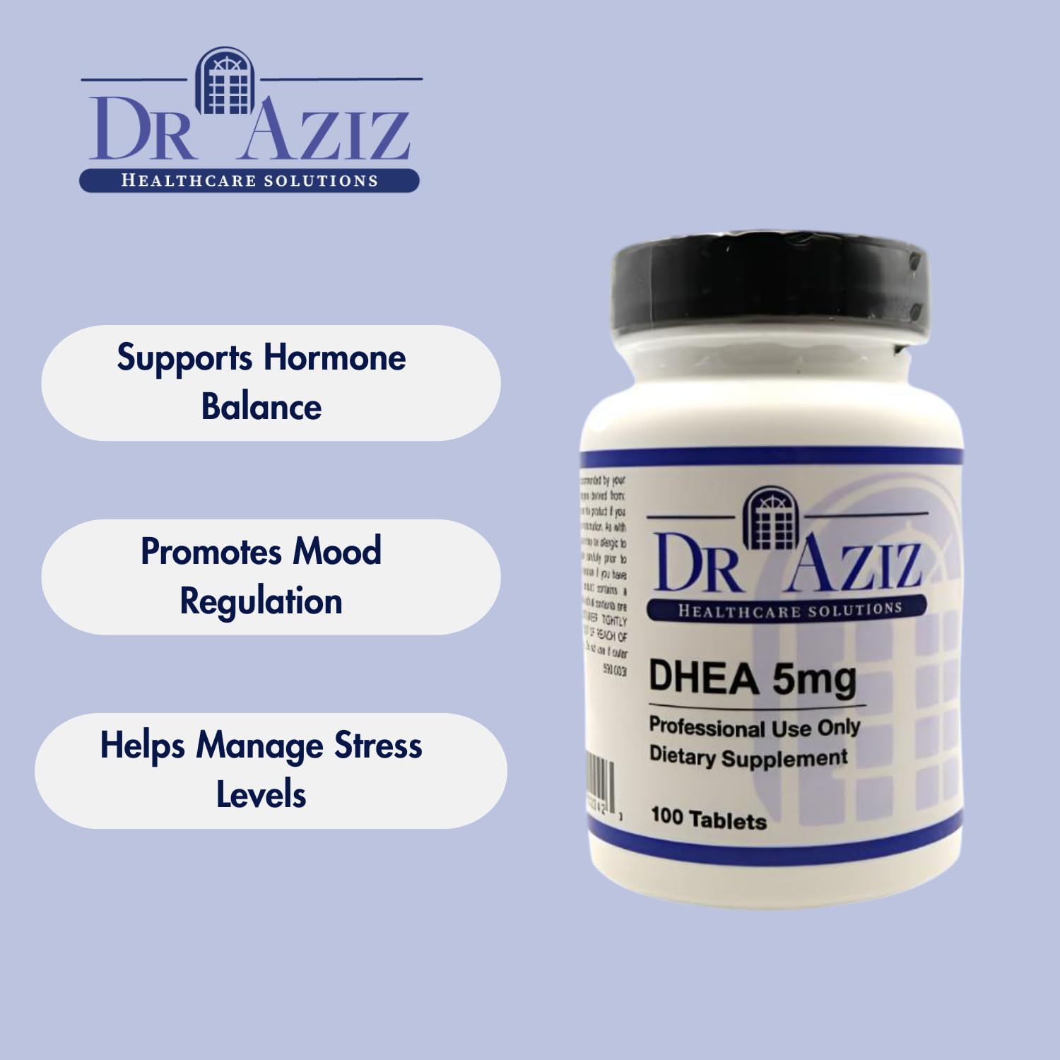 Dr Aziz DHEA Supplement side view of packaging