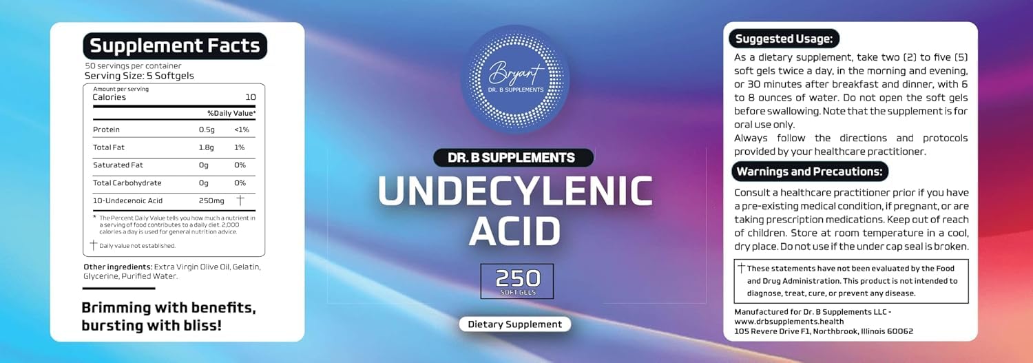Dr B Supplements Undecylenic Acid 141g capsule close-up