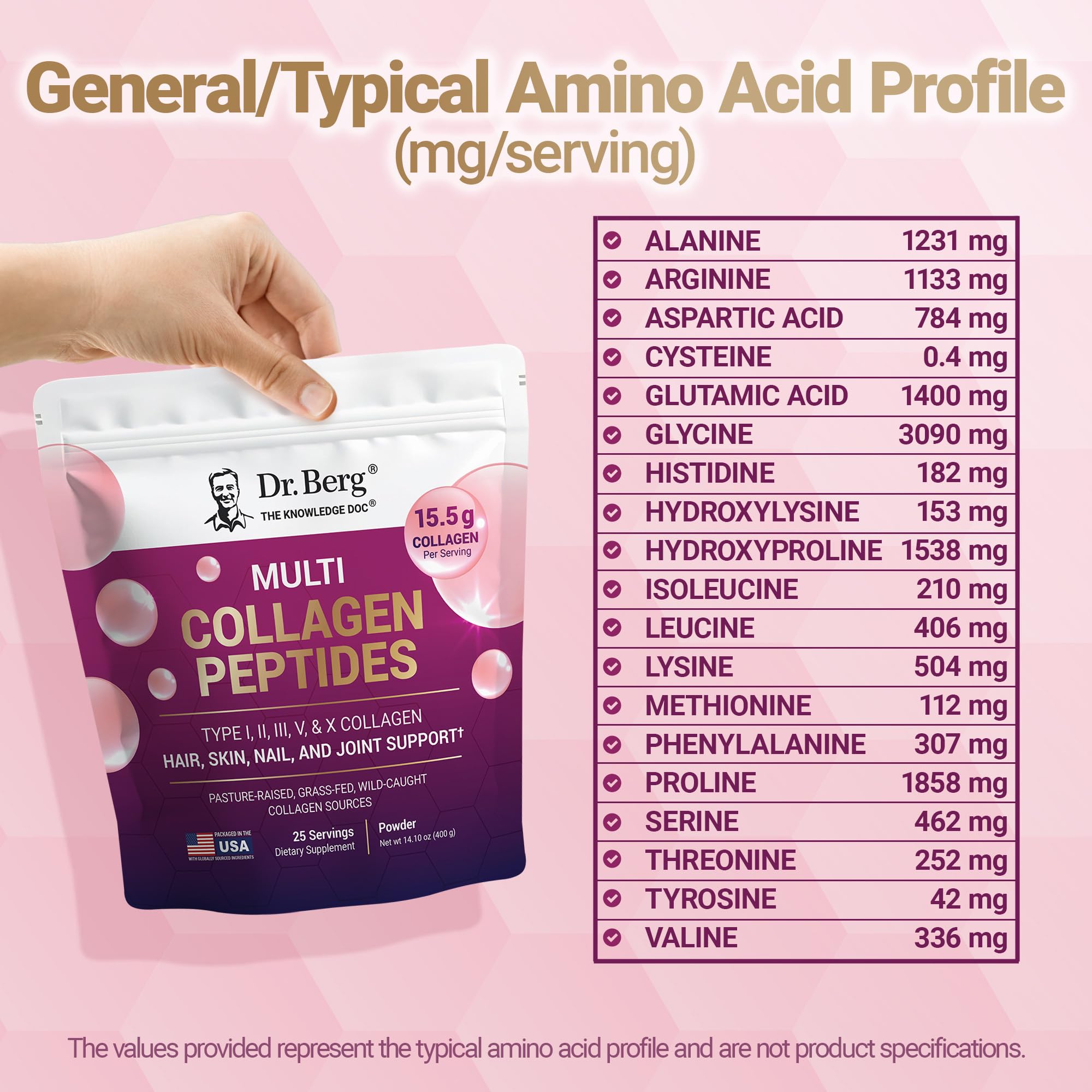 Dr. Berg Nutritionals Advanced Multi Collagen Protein Powder on kitchen counter
