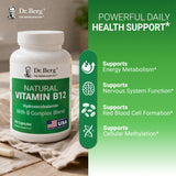 Dr. Berg Nutritionals B12 Hydroxocobalamin 1000mcg Capsules on a wooden table