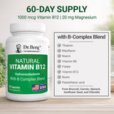 Dr. Berg Nutritionals B12 Hydroxocobalamin 1000mcg Capsules open bottle