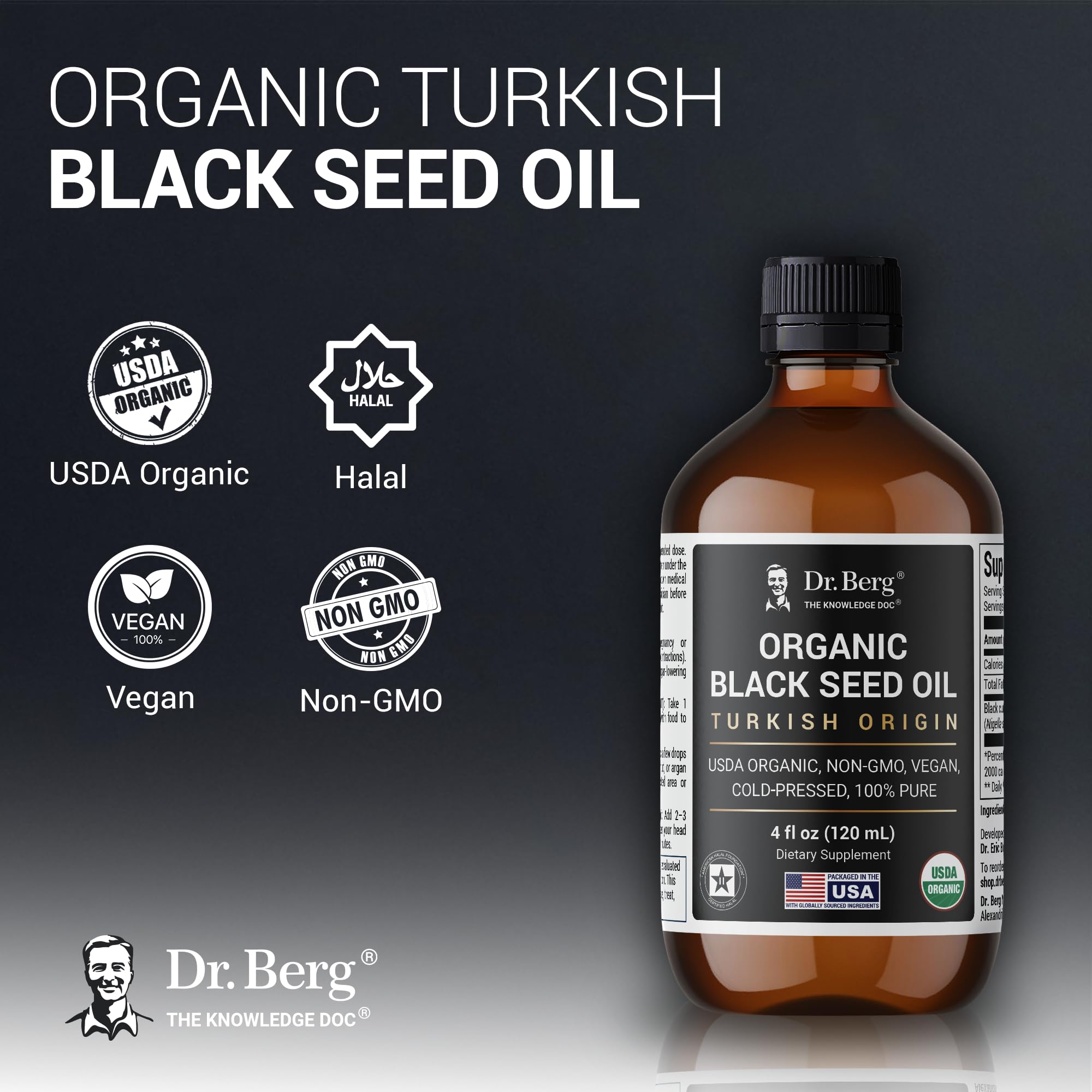 Dr. Berg Nutritionals Black Seed Oil 113g bottle with label