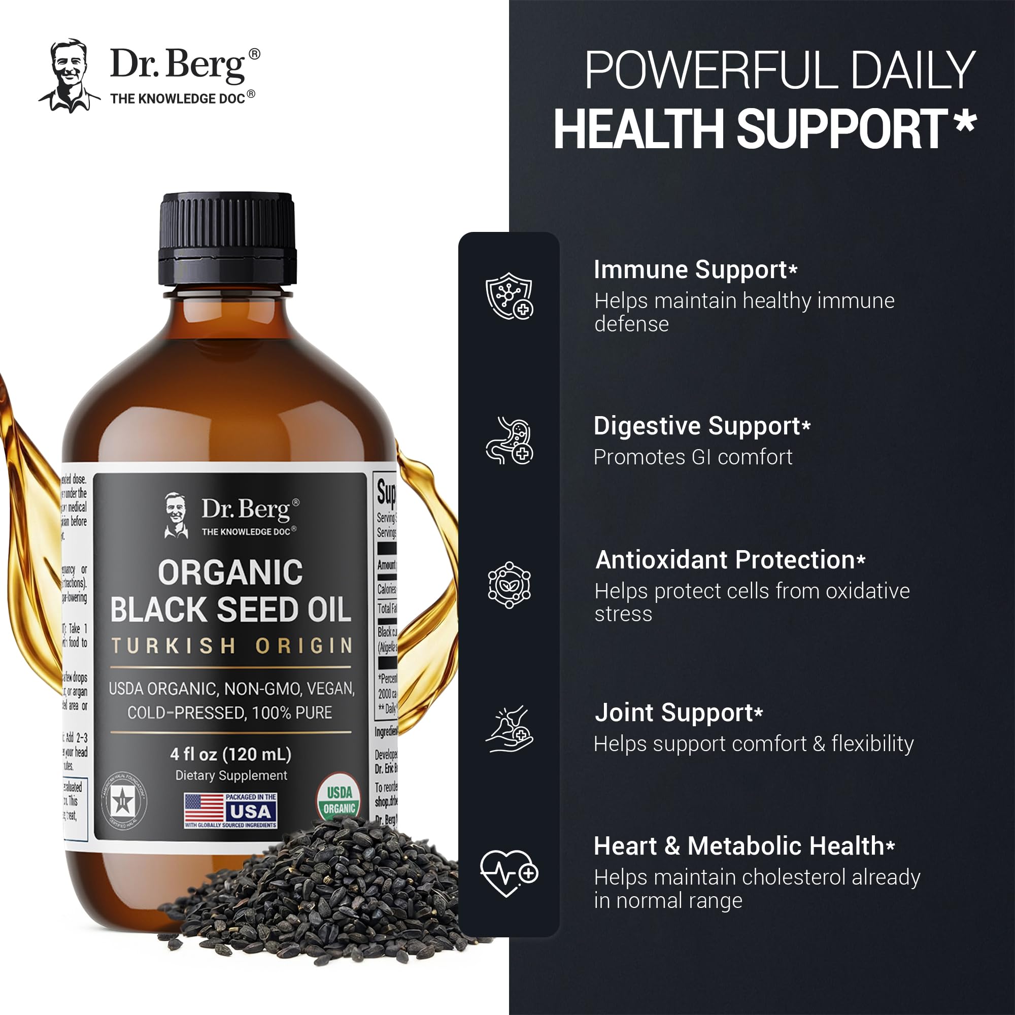 Dr. Berg Nutritionals Black Seed Oil 113g in lifestyle setting