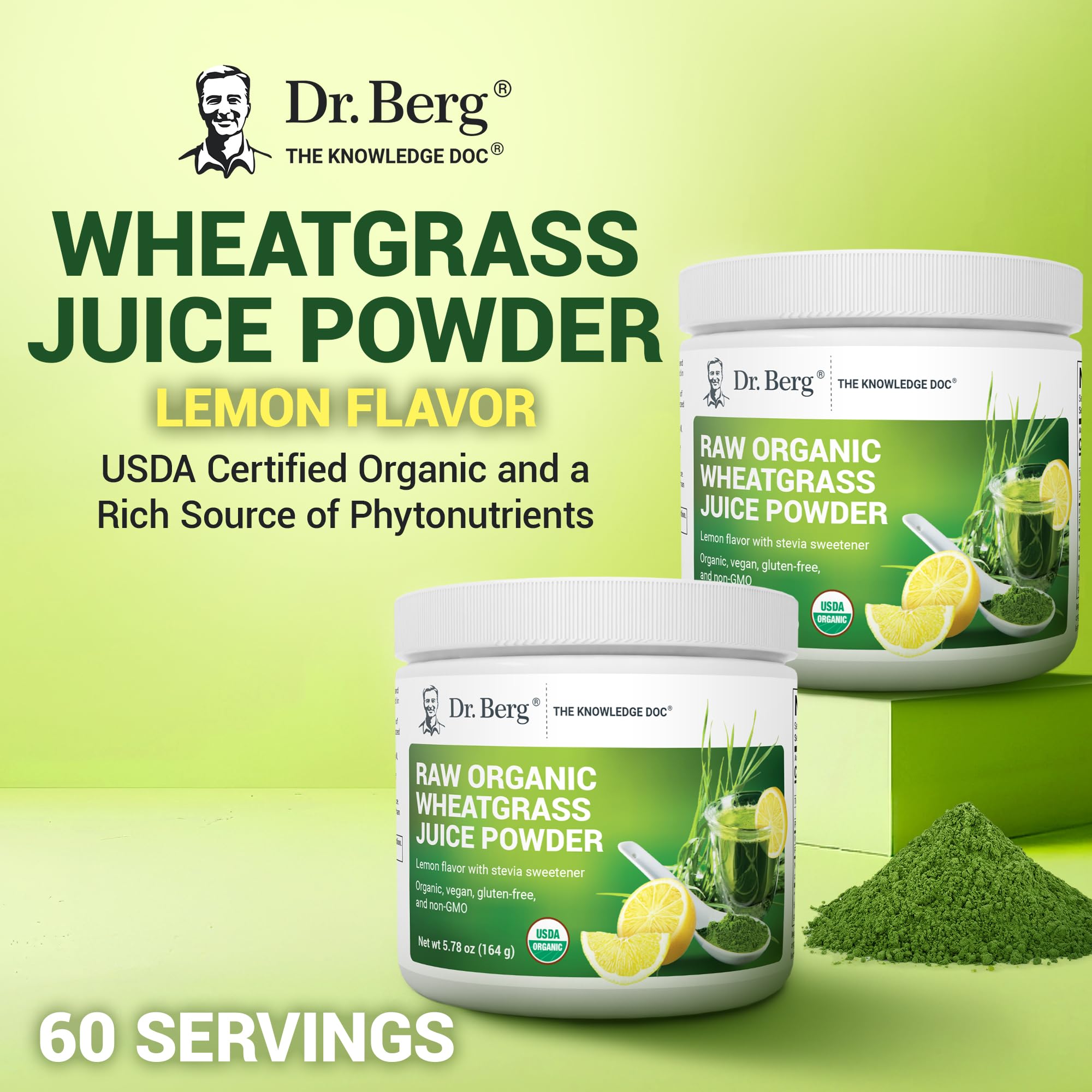 Dr. Berg Nutritionals Chlorophyll Powder 227g scoop with powder