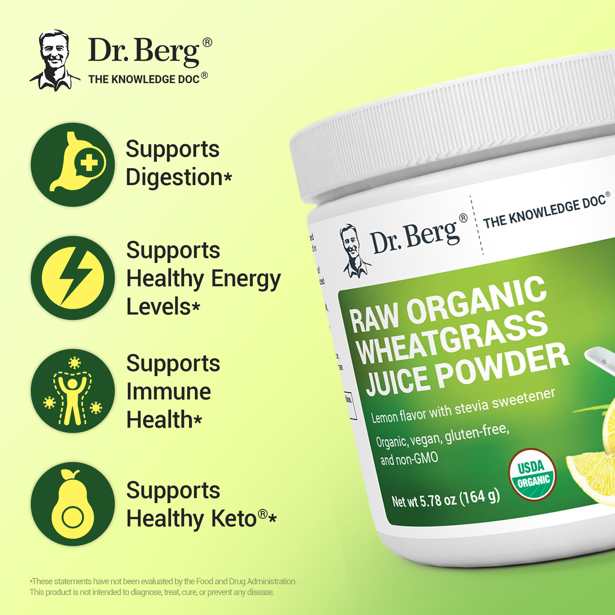 Dr. Berg Nutritionals Chlorophyll Powder 227g side view