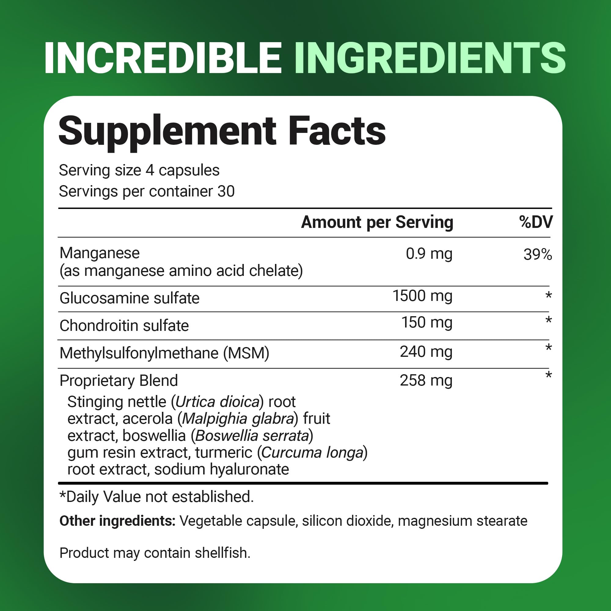 Dr. Berg Nutritionals Chondroitin & Glucosamine supplement on a wooden table