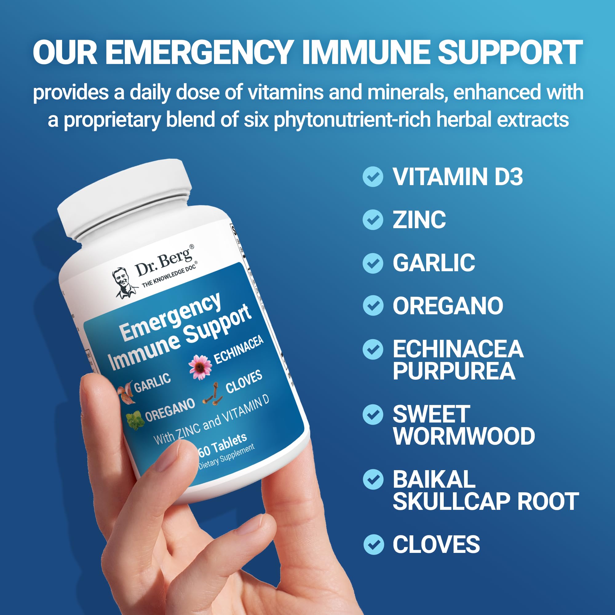 Dr. Berg Nutritionals Echinacea 8-in-1 daily wellness Support Supplement on a table