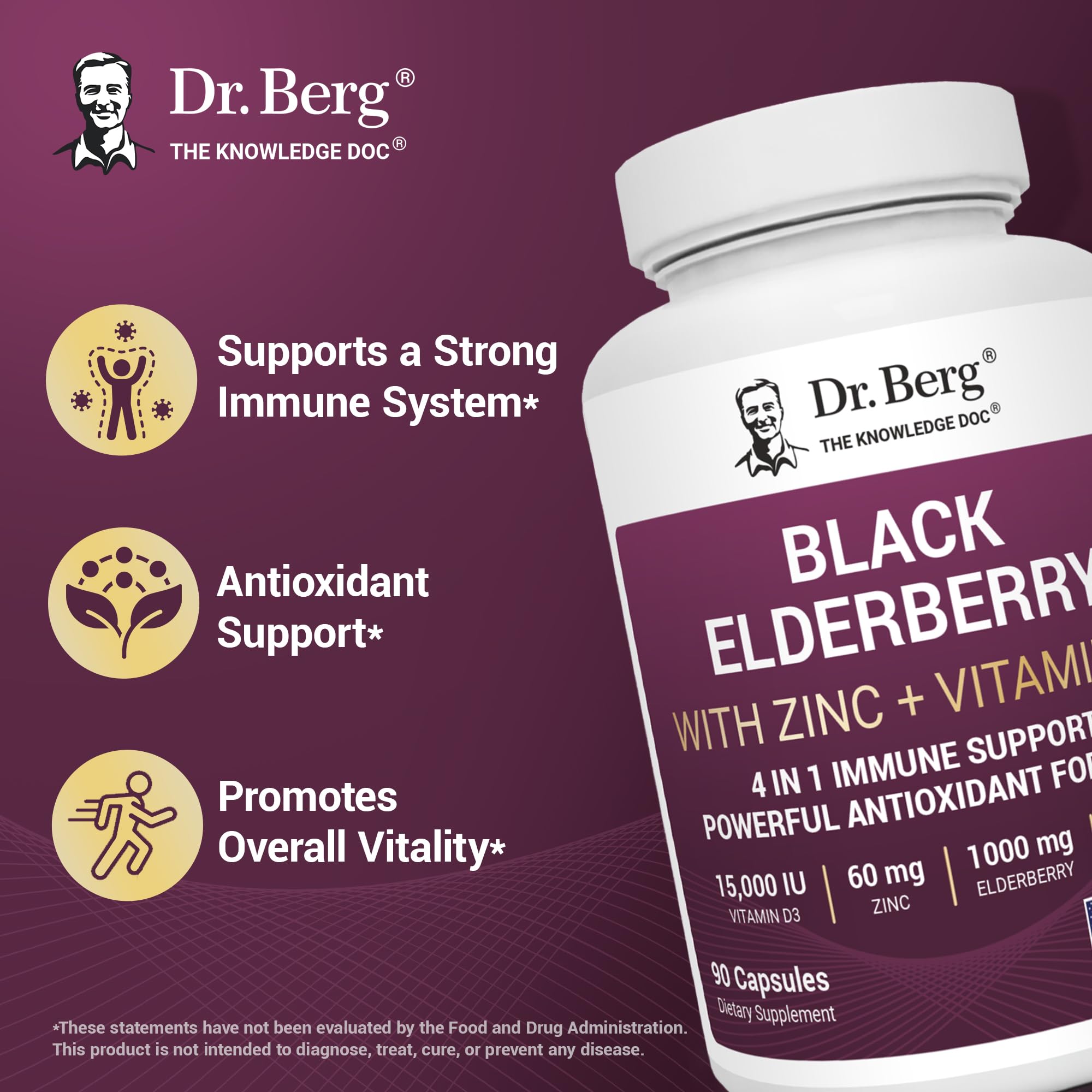 Dr. Berg Nutritionals Elderberry Supplement 1000mg packaging