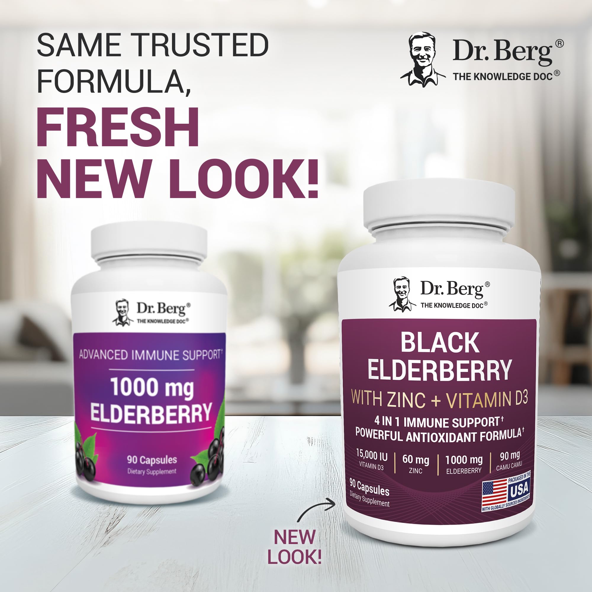 Dr. Berg Nutritionals Elderberry Supplement 1000mg side view