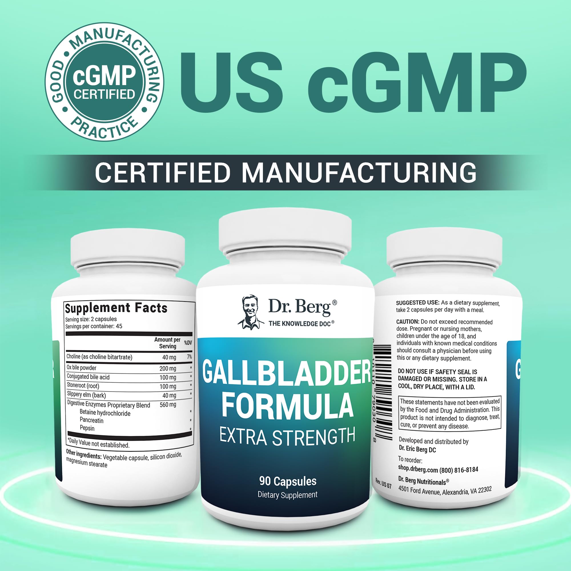 Dr. Berg Nutritionals Gallbladder Supplement ingredients list on packaging
