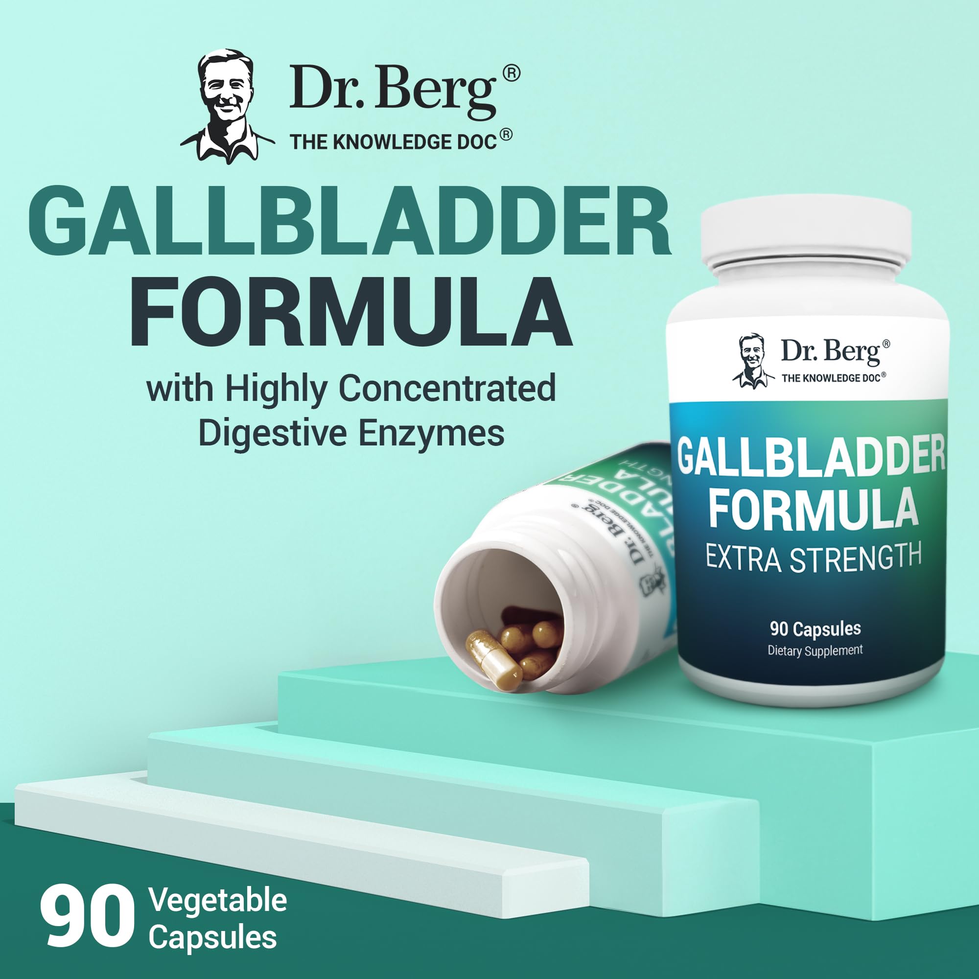 Dr. Berg Nutritionals Gallbladder Supplement side view showing capsule count