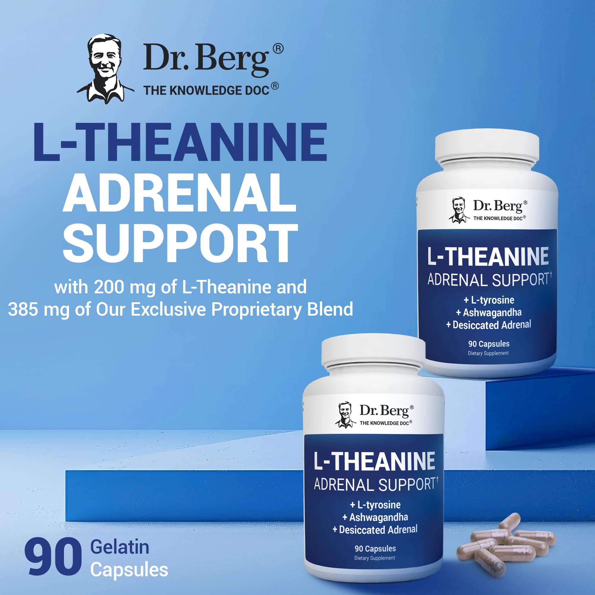 Dr. Berg Nutritionals L-Theanine 200 mg capsules ingredients close-up