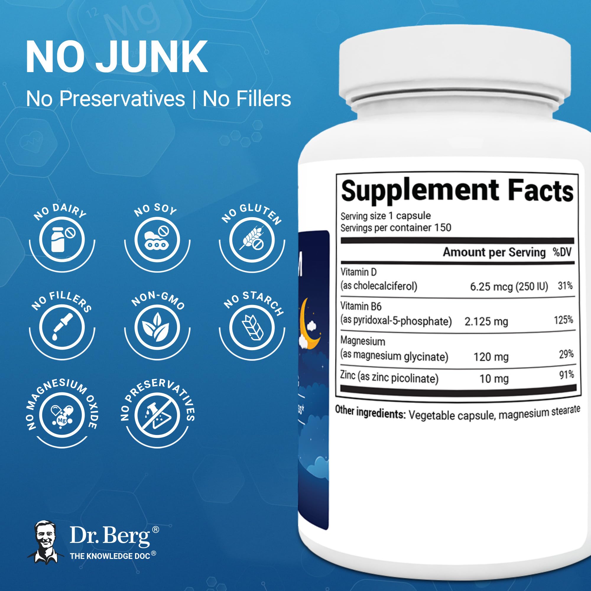Dr. Berg Nutritionals Magnesium Glycinate 500g capsule close-up