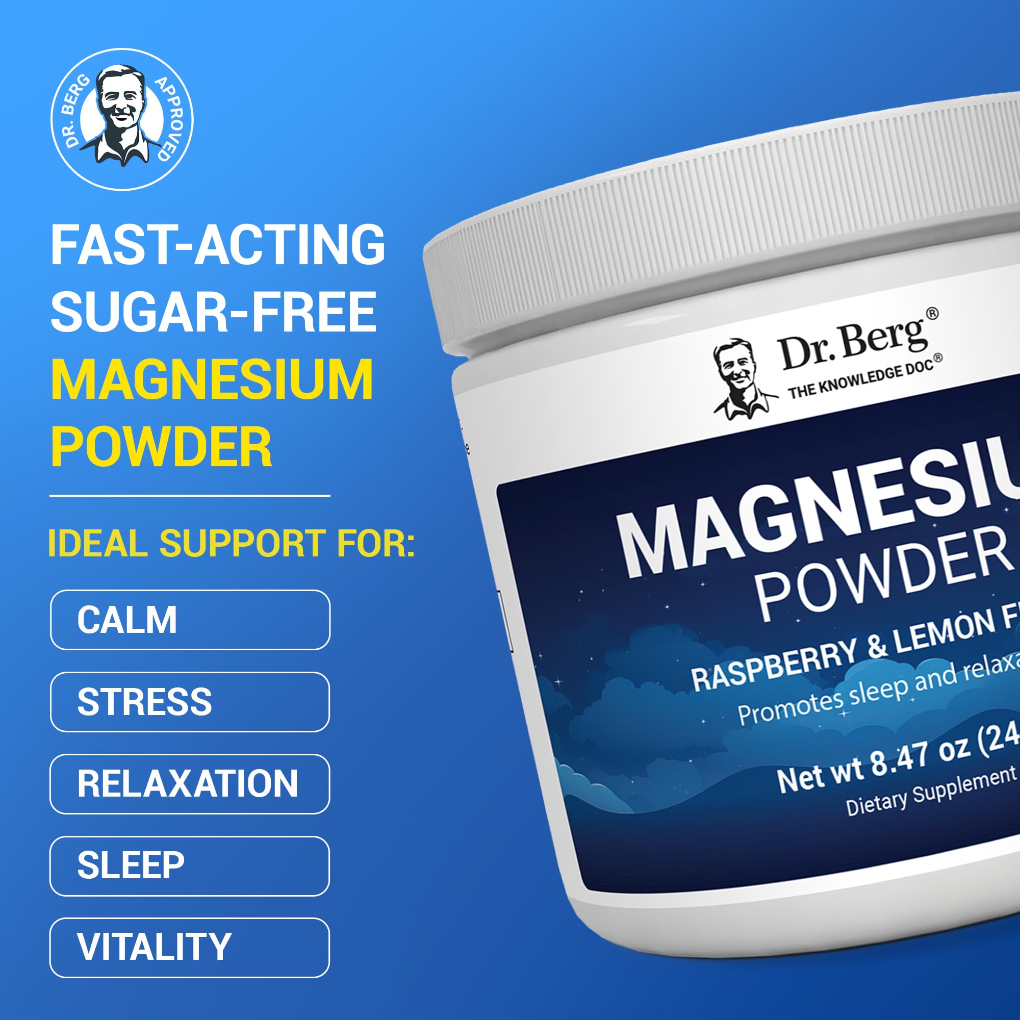 Dr. Berg Nutritionals Magnesium Glycinate Powder packaging side view