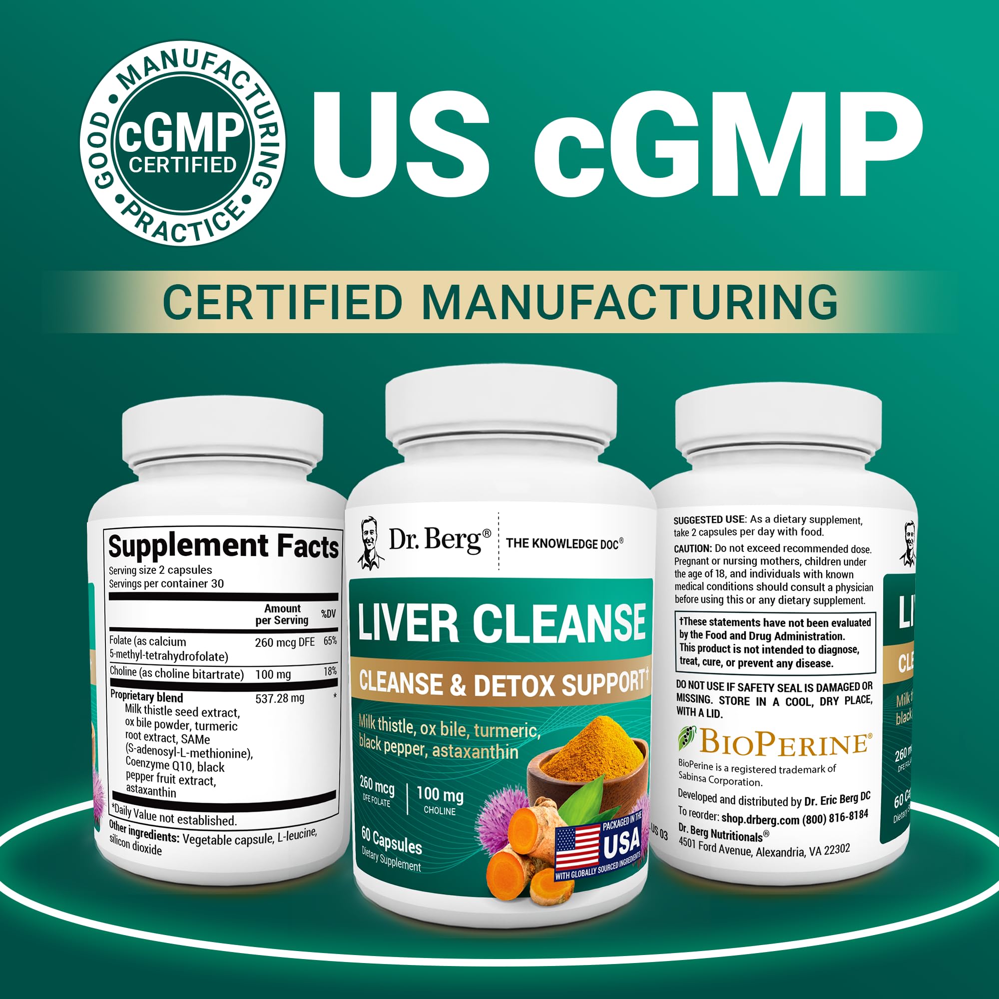Dr. Berg Nutritionals Milk Thistle Capsules ingredients close-up