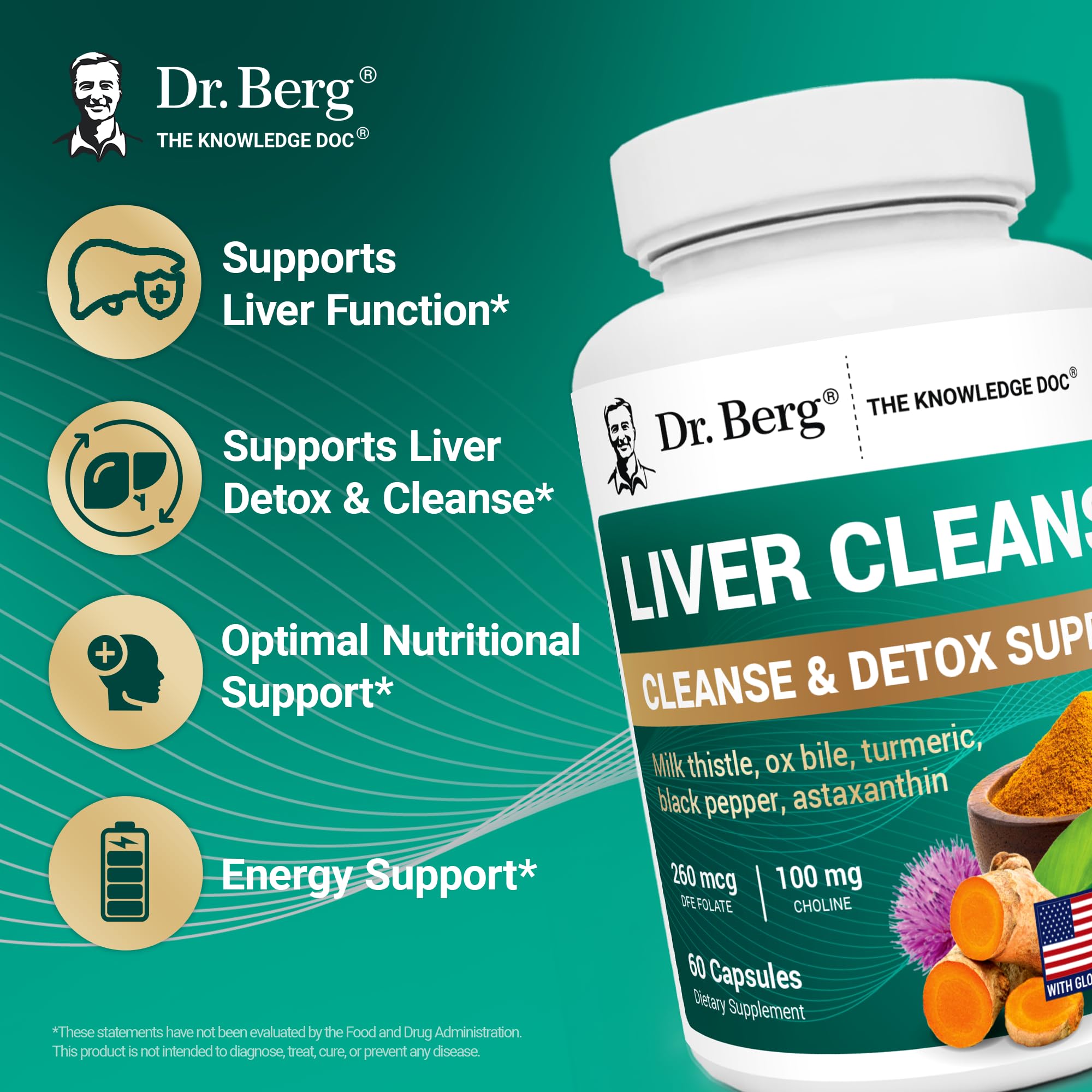 Dr. Berg Nutritionals Milk Thistle Capsules on wooden table