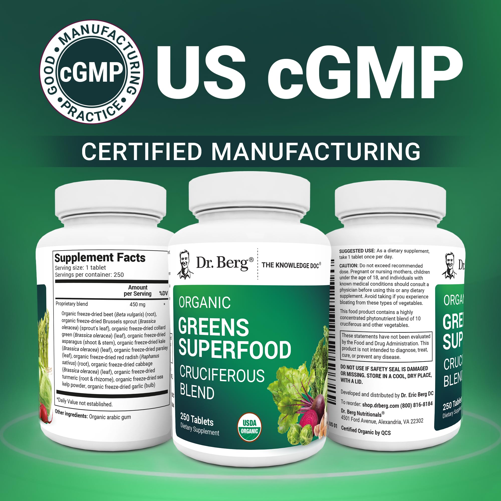 Dr. Berg Nutritionals Organic Vegetable Blend Supplement ingredients list