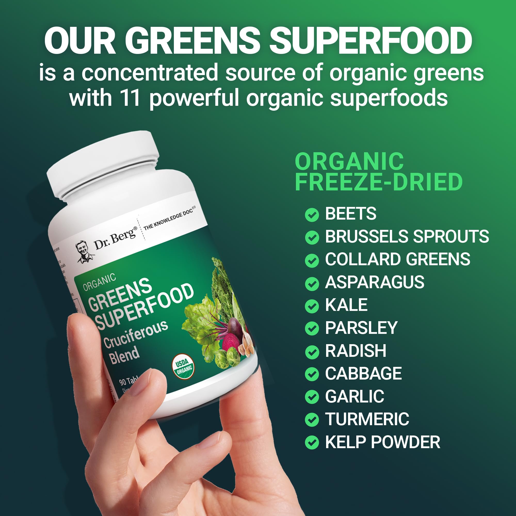 Dr. Berg Nutritionals Organic Vegetable Supplement on a kitchen counter
