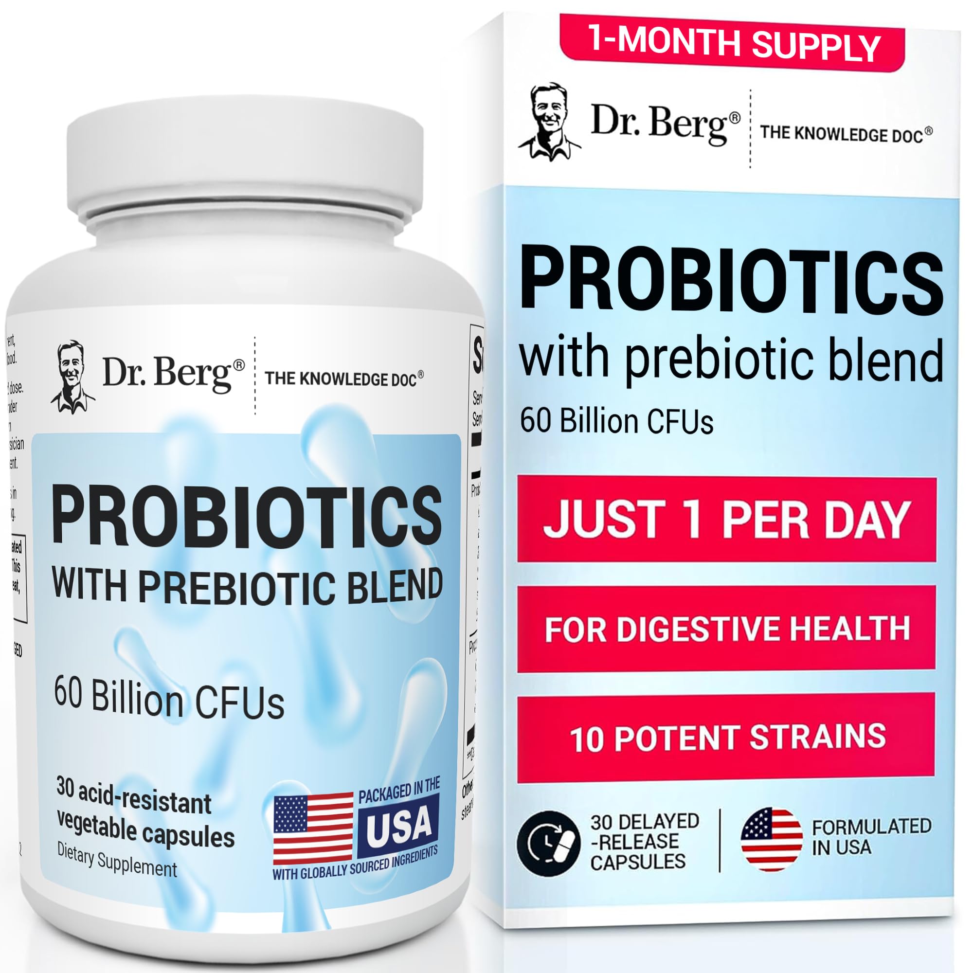 Dr. Berg Nutritionals Probiotics with Prebiotics 30 Capsules front view