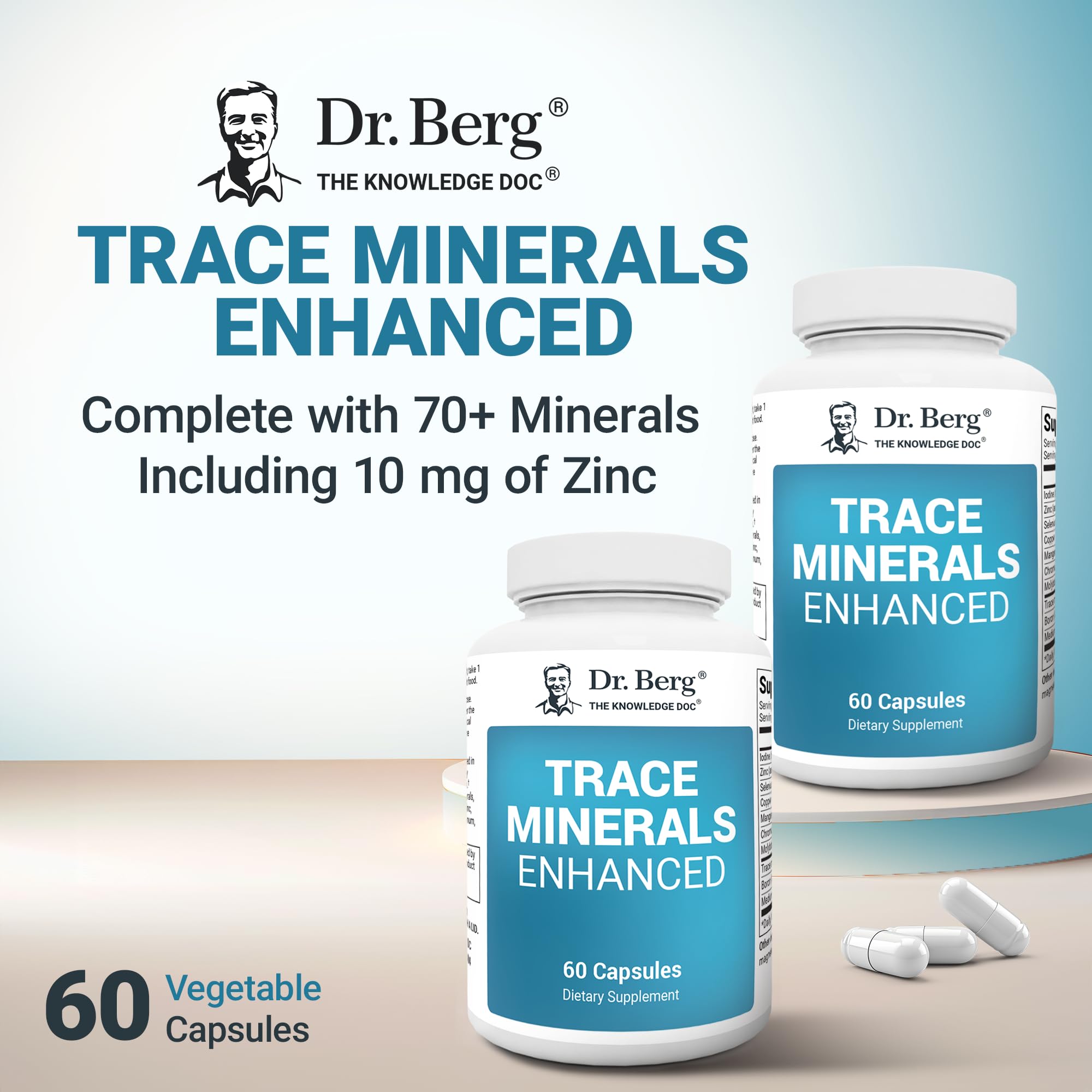 Dr. Berg Nutritionals Trace Minerals 60 Capsules opened bottle