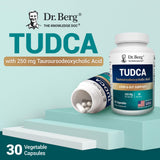 Dr. Berg Nutritionals TUDCA Liver Extract 250mg bottle with a measuring spoon