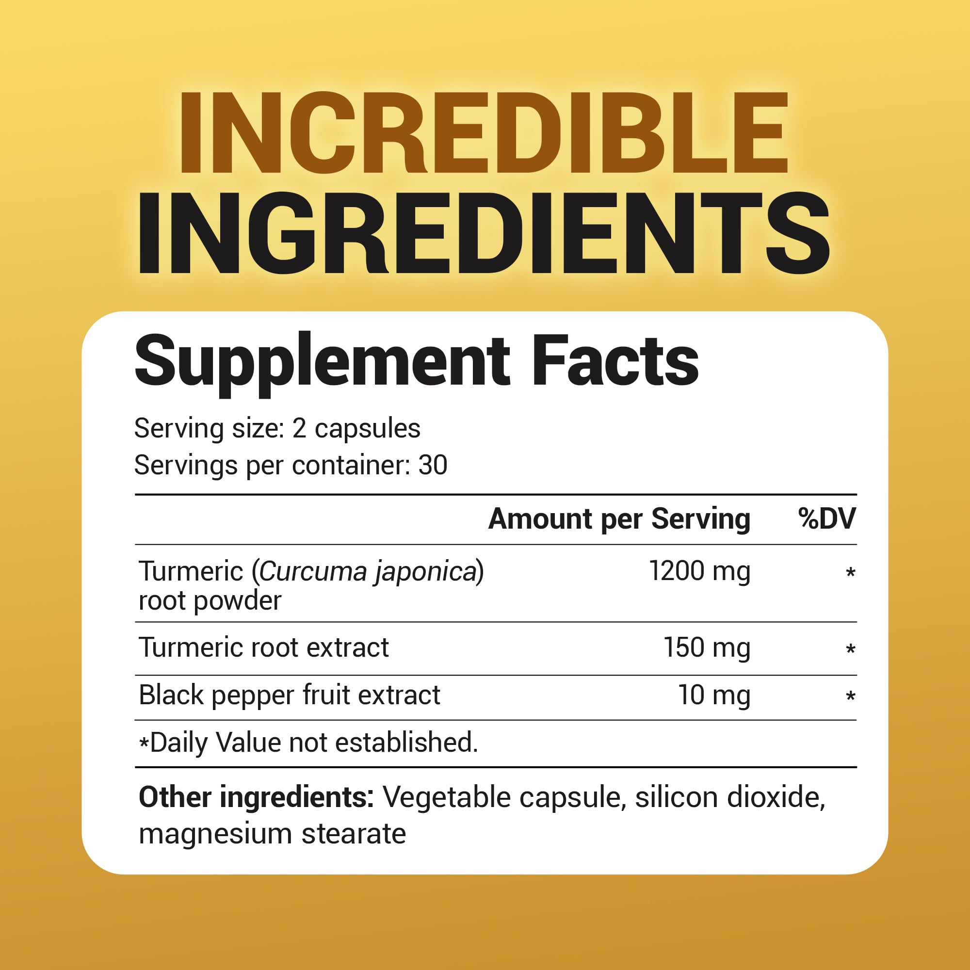 Dr. Berg Nutritionals Turmeric Curcumin Supplement back view
