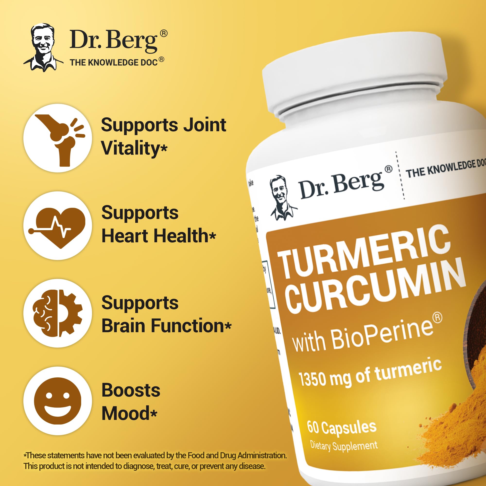 Dr. Berg Nutritionals Turmeric Curcumin Supplement side view