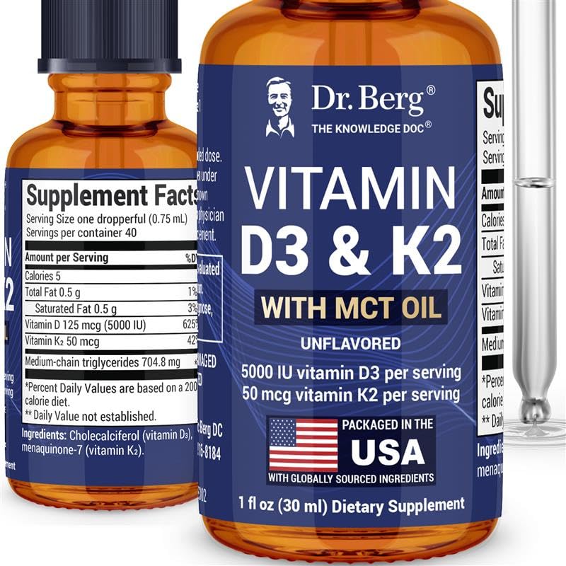 Dr. Berg Nutritionals Vitamin D3 K2 Drops glass bottle front view