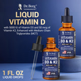 Dr. Berg Nutritionals Vitamin D3 K2 Drops glass bottle side view