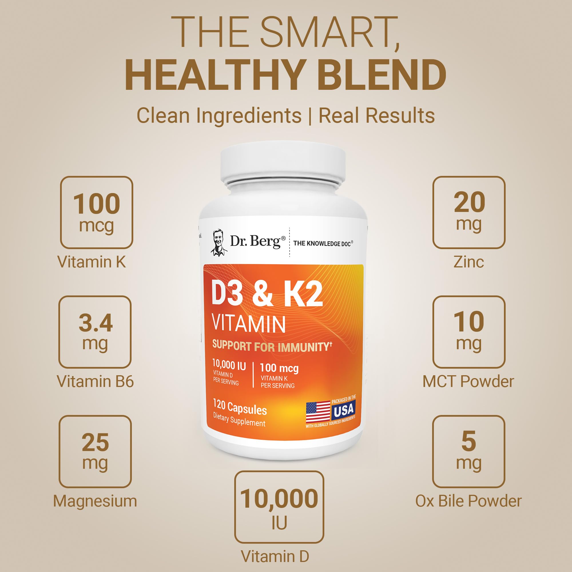 Dr. Berg Nutritionals Vitamin D3 with K2 10,000 IU capsule close-up