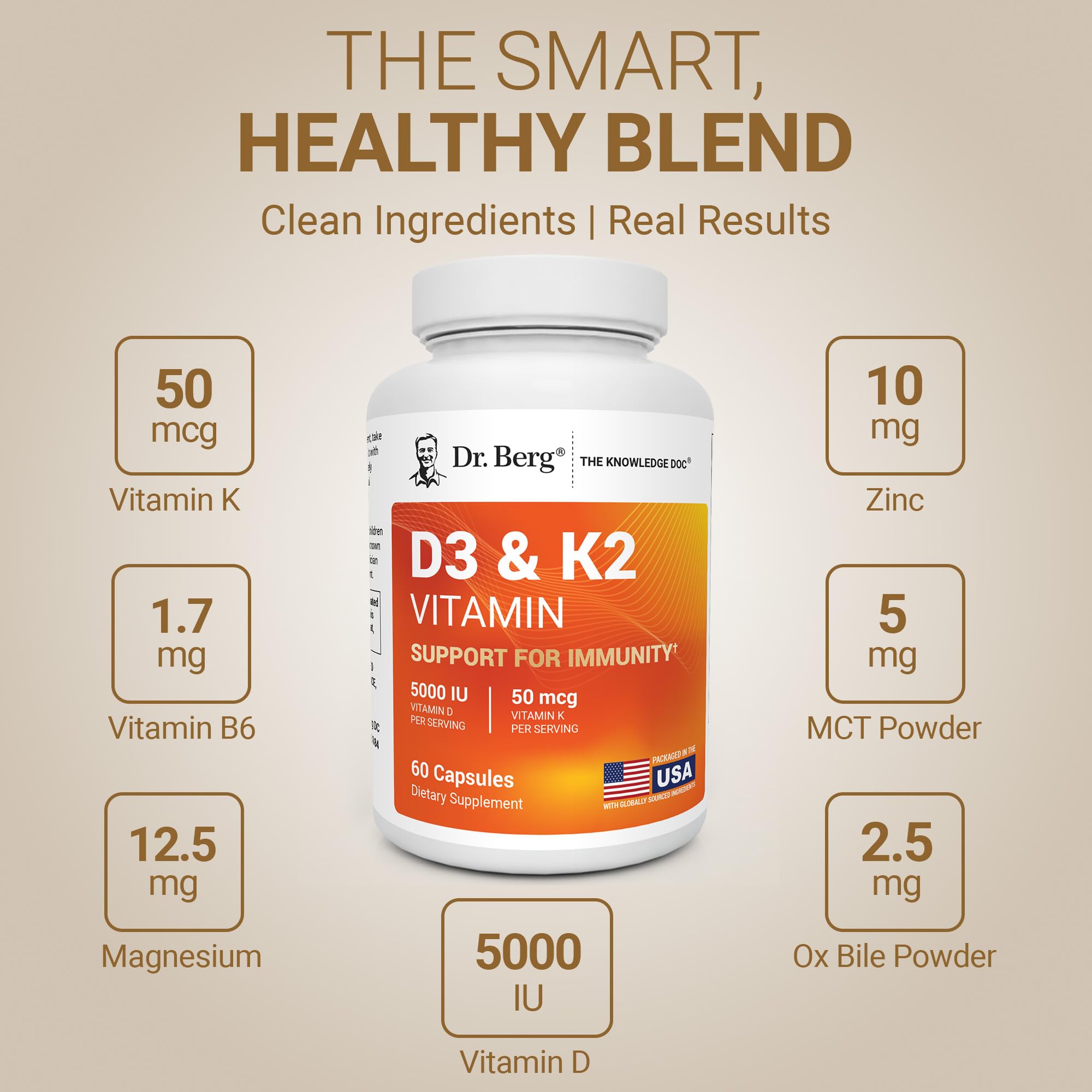 Dr. Berg Nutritionals Vitamin D3 with K2 supplement ingredients list