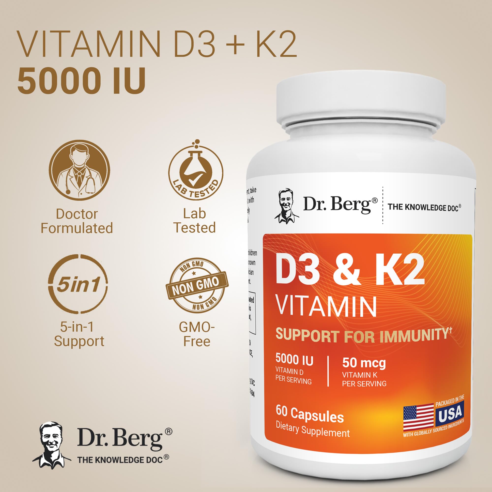 Dr. Berg Nutritionals Vitamin D3 with K2 supplement side view