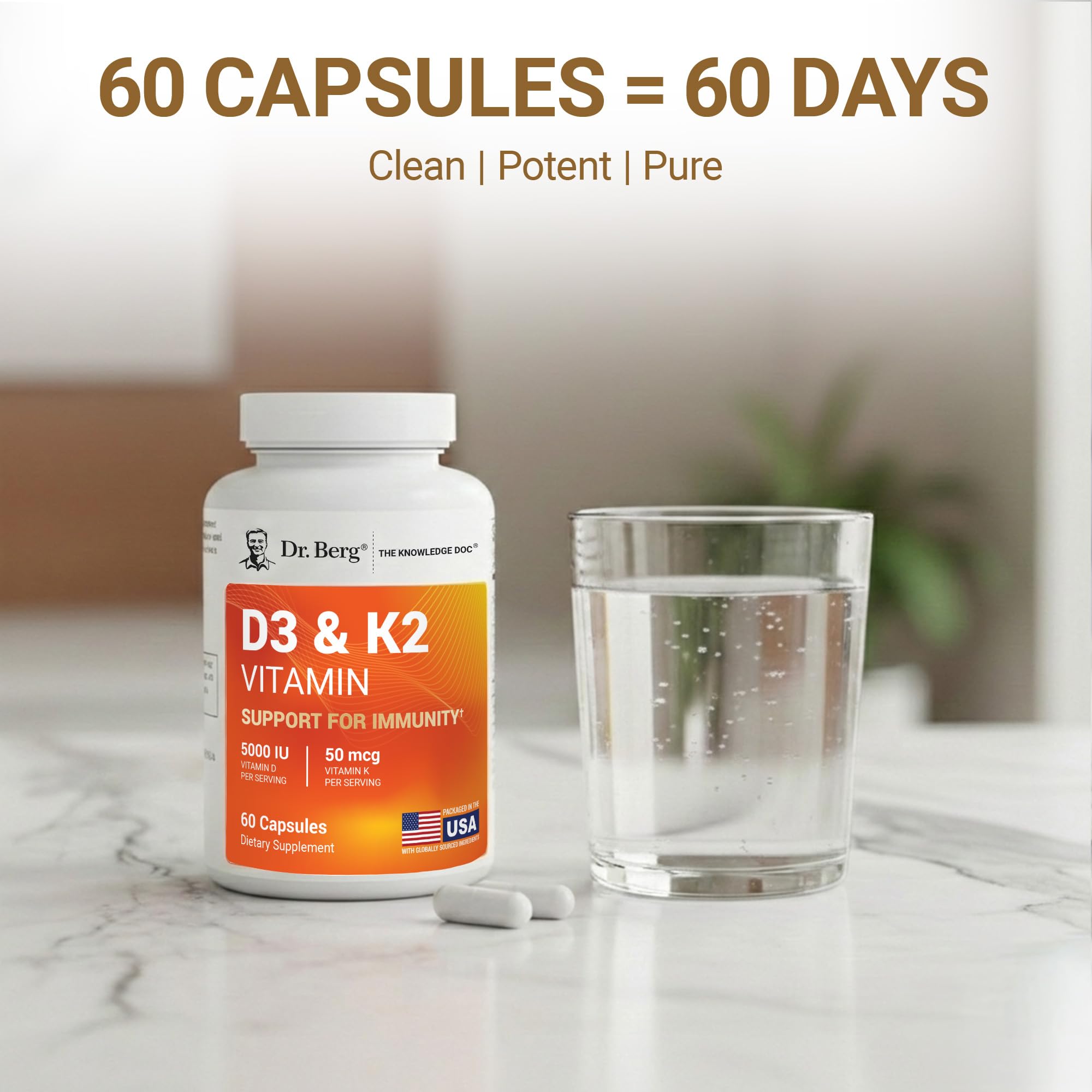 Dr. Berg Nutritionals Vitamin D3 with K2 supplement with measuring spoon