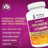 Dr. Berg Prenatal Vitamins capsules on a wooden surface