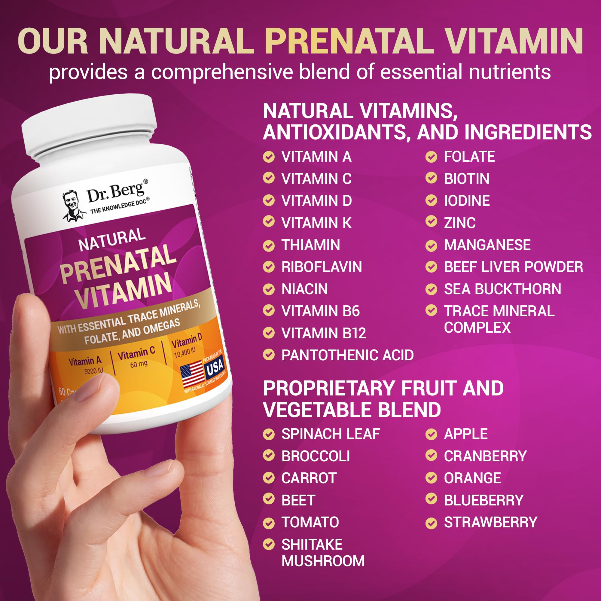 Dr. Berg Prenatal Vitamins packaging and capsules