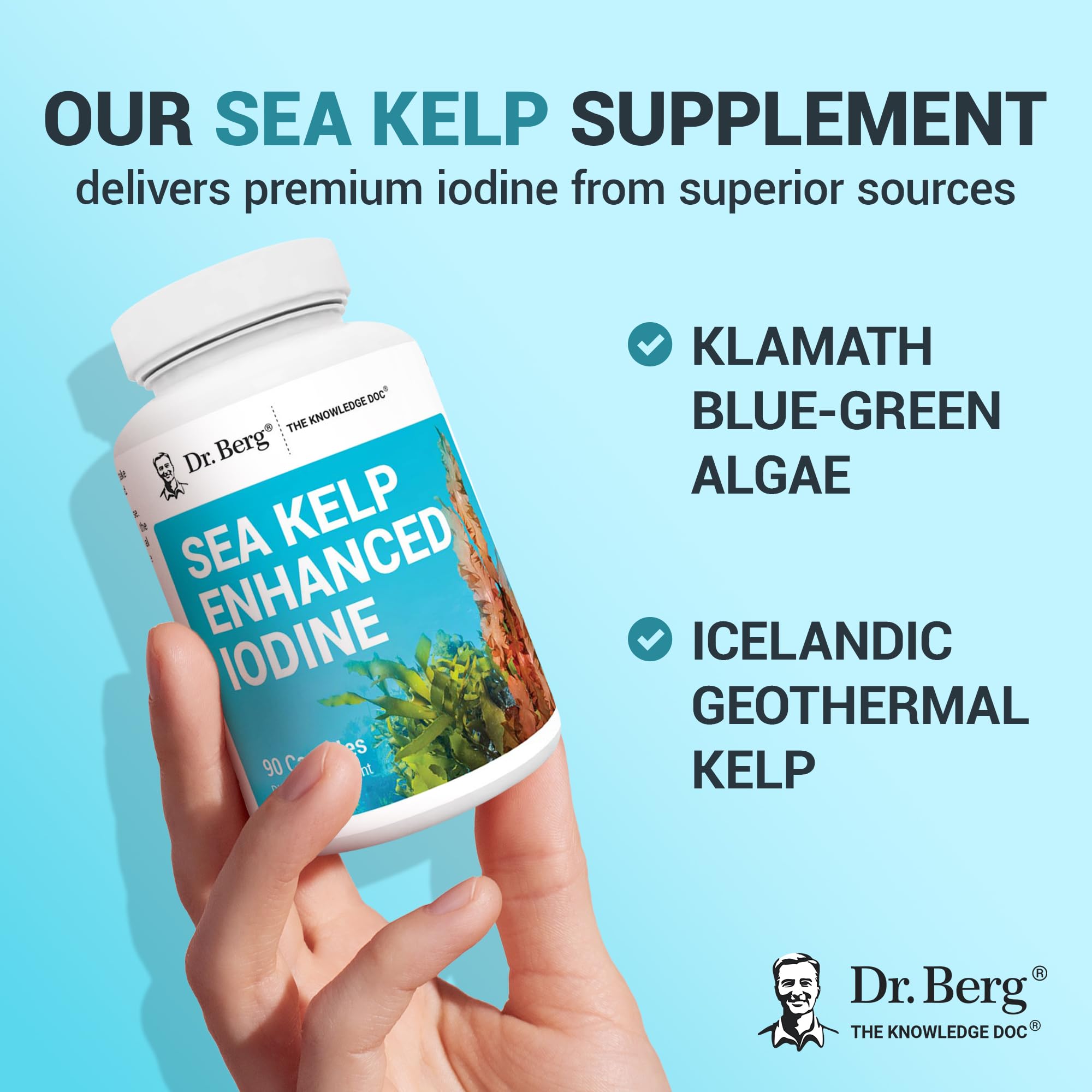 Dr. Berg Sea Kelp Iodine supplement bottle back view