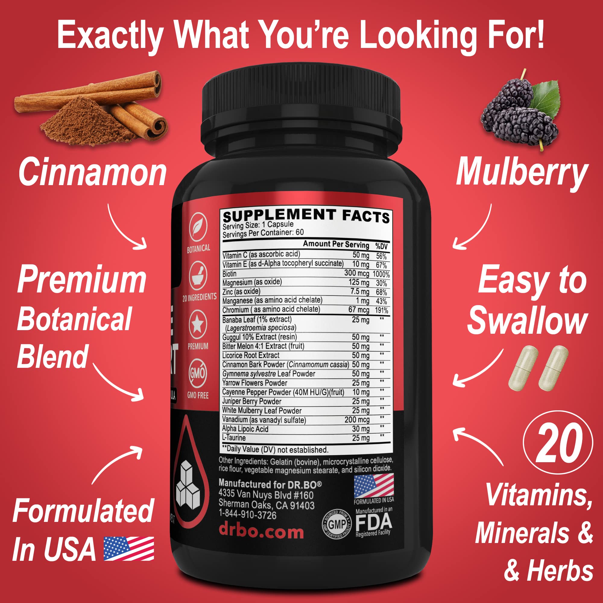 DR. BO a balanced routine Support Supplement capsules in hand