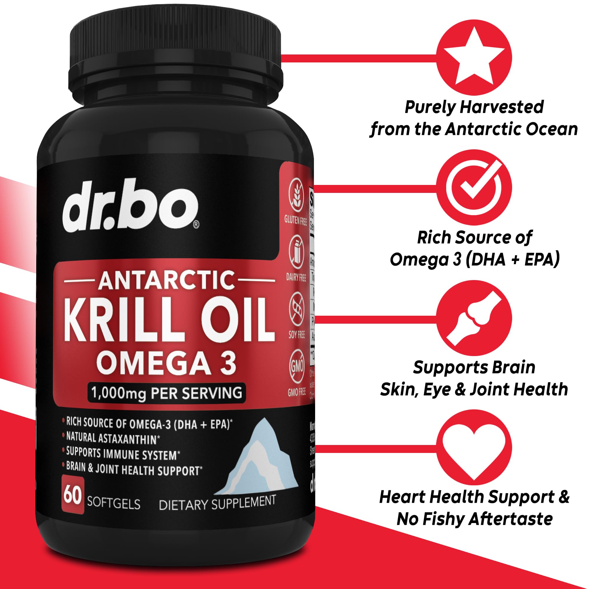 DR. BO Antarctic Krill Oil 1000mg softgels side view