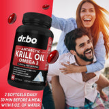 DR. BO Antarctic Krill Oil softgels with natural background