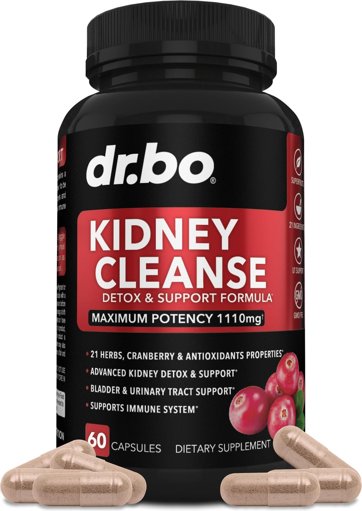 DR. BO Cranberry Kidney Support Supplement 400mg front view