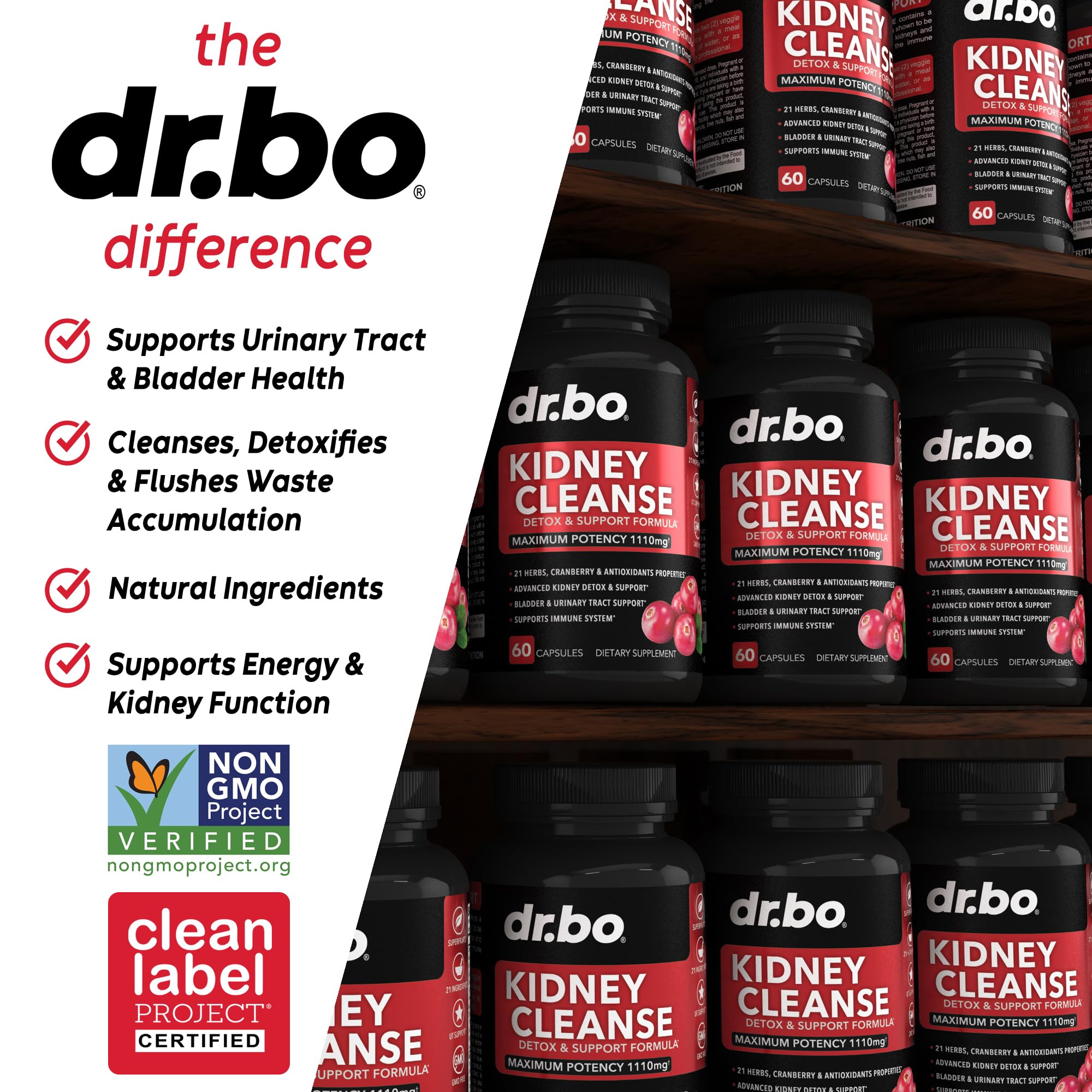 DR. BO Cranberry Kidney Support Supplement 400mg packaging