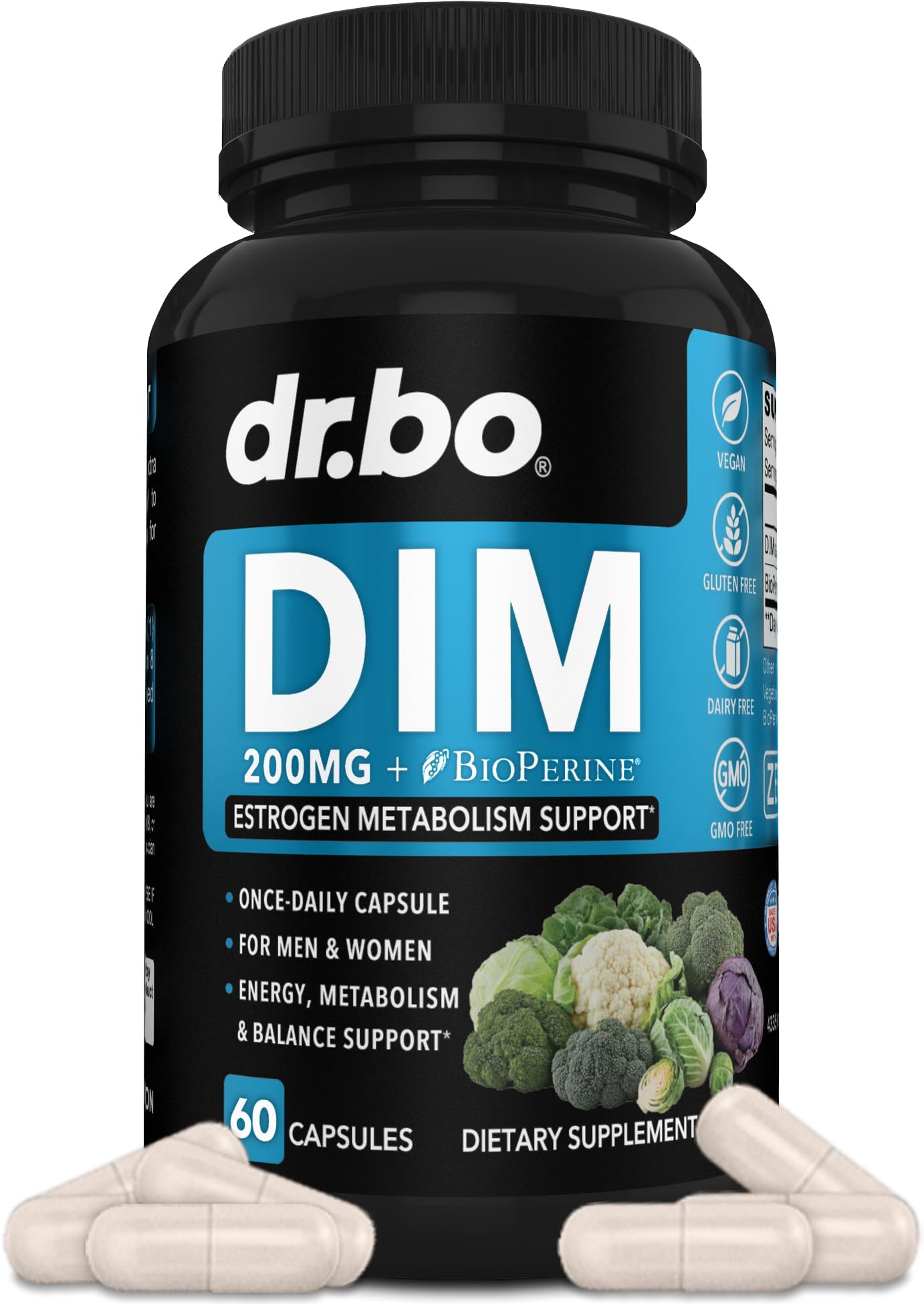 DR. BO DIM Supplement 200mg front view of packaging