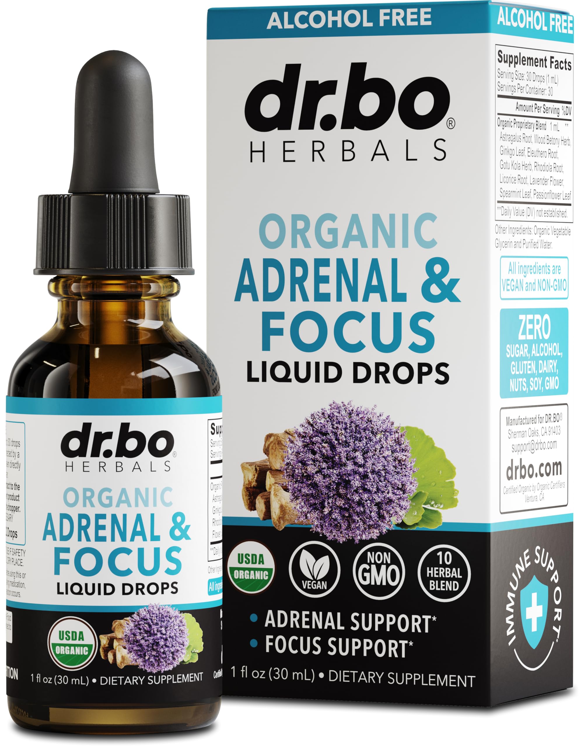 DR. BO Ginkgo Biloba Adrenal Support Drops front view
